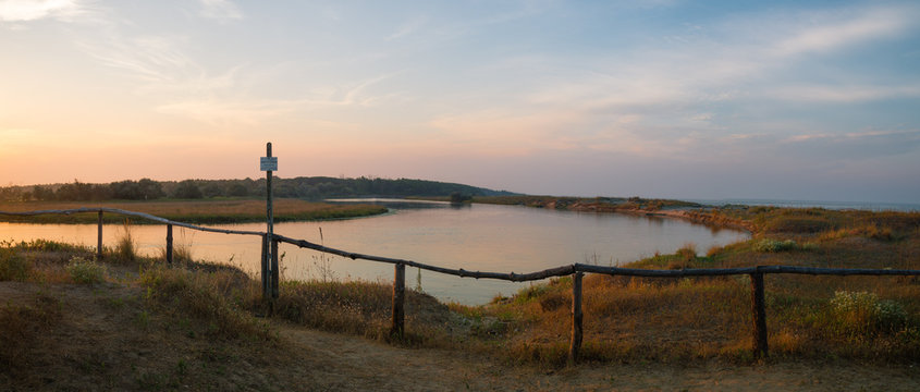sunset on Po river natural parck