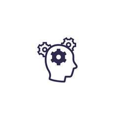 thinking, gears in head icon