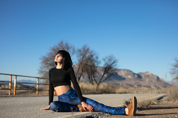 Woman doing sport and relaxing outdoors