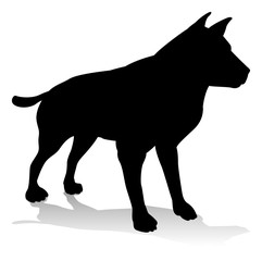 An animal silhouette of a pet dog