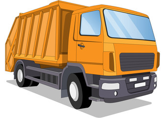 Fototapeta na wymiar Garbage truck. Isolated on white background. Vector illustration.