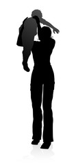 High quality and detailed silhouettes of mother and child