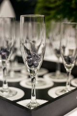 Blueberries in wineflutes - posh party