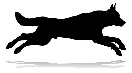 A detailed animal silhouette of a pet dog
