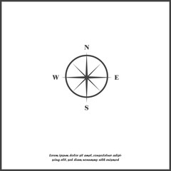 Vector icon compass with indication sides of the world. Illustration compass symbol for determining the sides of the world on white isolated background.