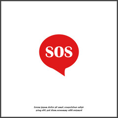 Sos pin marker on transparent background. Speech vector icon  boubble SoS on white isolated background.