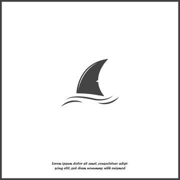 Shark fin vector icon. Fin in the water on white isolated background.