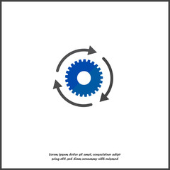 Fototapeta premium Vector gear icon and three arrows. Workflow symbol on white isolated background.
