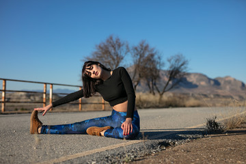 Woman doing sport and relaxing outdoors