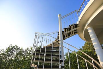The curved stair to top of hillside viewpoint.