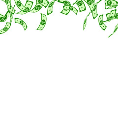 American dollar notes falling. Floating USD bills 