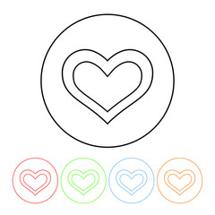 Heart with outline symbol icon in a thin line style vector heart symbol sign with four color variations vector illustration isolated on a white background