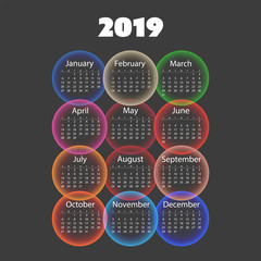 Colorful 2019 Calendar Design Template 