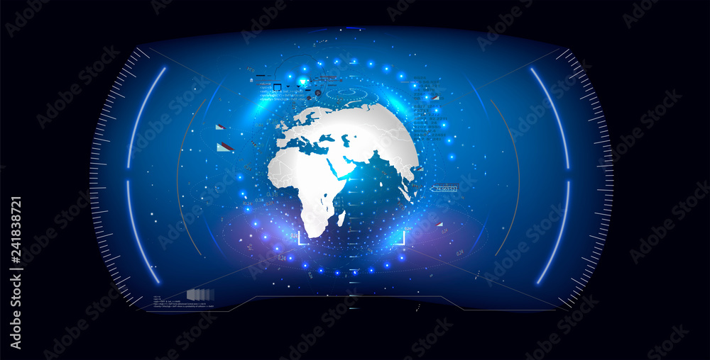 Poster sci-fi futuristic hud dashboard display. vitrual reality technology screen