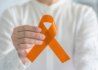 Orange ribbon for awareness on Leukemia, Kidney cancer, RDS disease, multiple sclerosis, ADHD...