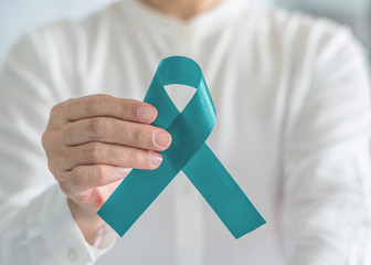 Teal awareness ribbon bow color for Ovarian Cancer, Polycystic Ovary Syndrome (PCOS) and Post...