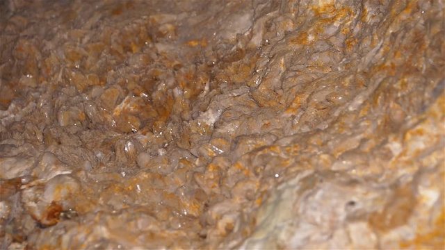 Uranium ore in a uranium mine. Rock containing uranium and barite.