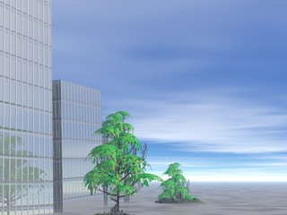 particolare punto di ripresa palazzi moderni con piante