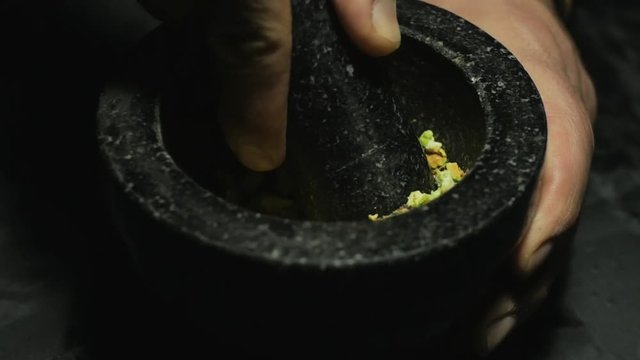 Pistachio hand grinding