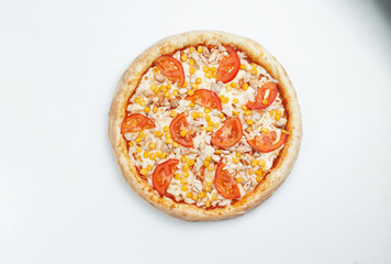 various pizza on white background