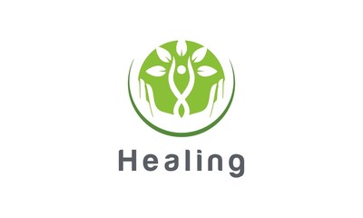 Healing, Therapy, health care, natural care vector logo design inspira