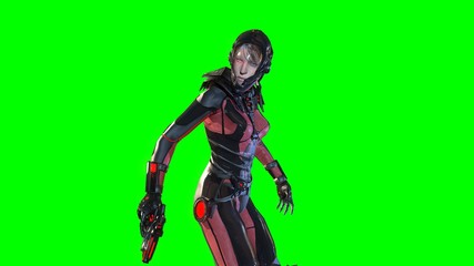 Naklejka premium Girl in sky fy space suit 3d render