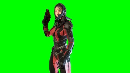 Girl in sky fy space suit 3d render