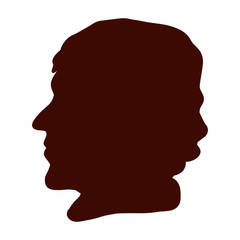 profile of a young man, brown head silhouette