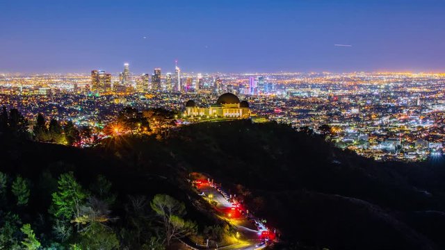 Time Lapse - Night View of Downtown Los Angeles  - 4K