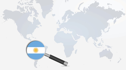 Argentina  flag in magnifying glass. vector illustration
