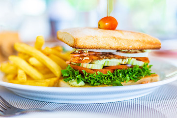 Grilled salmon sandwich
