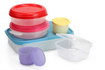 stack of plastic containers