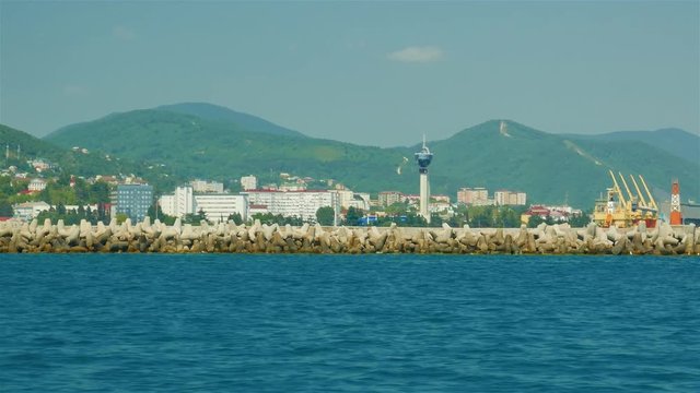Panorama of the seaport of Tuapse on the Black Sea