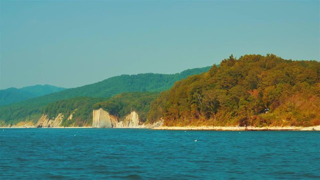 High cliff on the coast. Kiselev's rock near Tuapse, Russia.