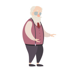 Grandfather cartoon characters set on white background.
