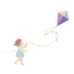 Little girl cartoon character on white background.