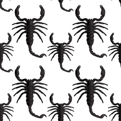 Scorpion seamless pattern. Vector.
