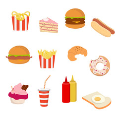 Fast food icon set on white background for graphic and web design, Modern simple vector sign. Internet concept. Trendy symbol for website design web button or mobile app