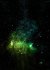 Being shone nebula and star field. 3D rendering