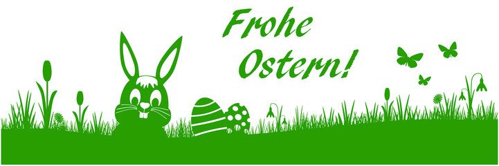 Frohe Ostern Banner Silhouette grün