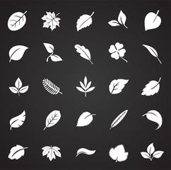Leafs icon set on black background for graphic and web design, Modern simple vector sign. Internet concept. Trendy symbol for website design web button or mobile app