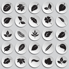 Leafs icon set on plates background for graphic and web design, Modern simple vector sign. Internet concept. Trendy symbol for website design web button or mobile app