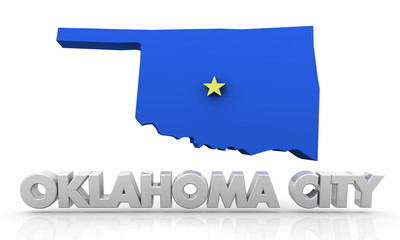Oklahoma City OK City State Map 3d Illustration