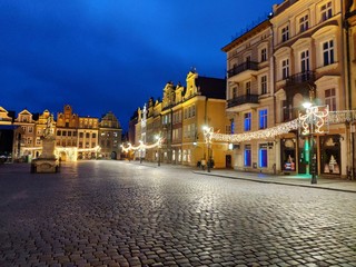 old town in Poznań at night