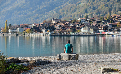 Small town on the lake side of Brienz, Switzerland