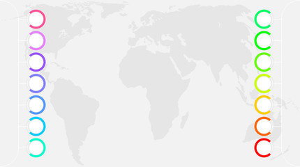 Infographic vector template for business presentation, diagram, workflow concept with 14 options on world map background