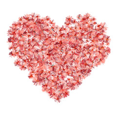 Obraz na płótnie Canvas Heart filled with flowers in light coral colors. Isolated design element for advertising.