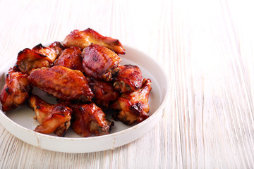 Roast chicken wings in a plate