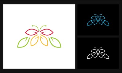 abstract leaf butterfly vector logo