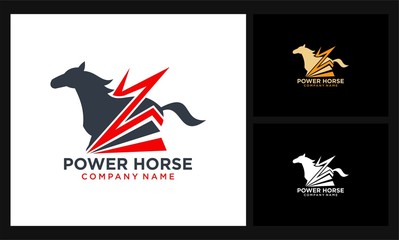 horse thunderbolt icon company logo